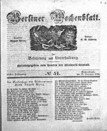 No. 51, Sonnabend, den 22. December 1838.
