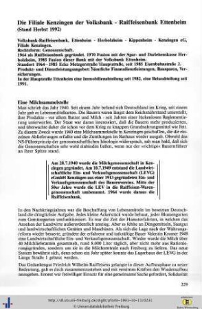 Die Filiale Kenzingen der Volksbank - Raiffeisenbank Ettenheim