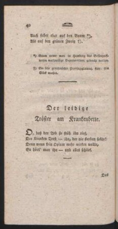 Der leidige Tröster am Krankenbette.