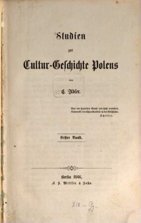Studien zur Cultur-Geschichte Polens, 1
