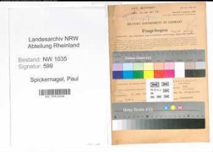 Entnazifizierung Paul Spickernagel , geb. 17.07.1882 (Betriebsfuehrer)
