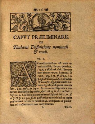Dissertatio Inavgvralis Jvridica, De Jvre Thalami : = Vom Rechte des Ehe-Bettes