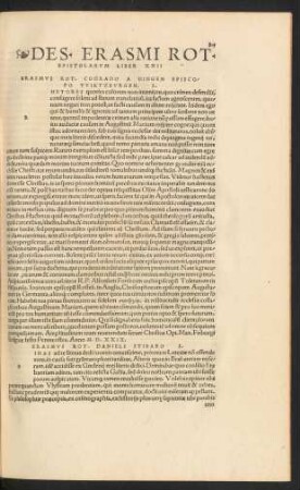 Des. Erasmi Rot. Epistolarum Liber XXII