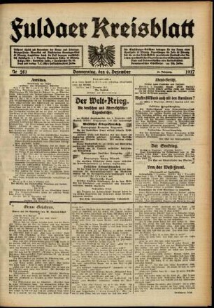 Ausgabe vom Donnerstag, den 06. Dezember 1917.