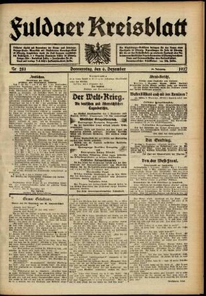 Ausgabe vom Donnerstag, den 06. Dezember 1917.