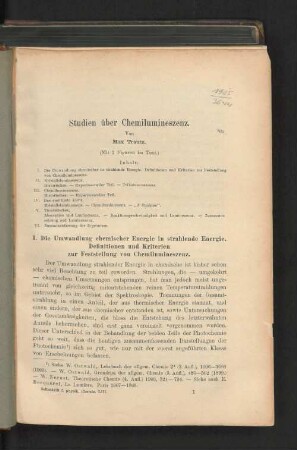Studien über Chemilumineszenz.