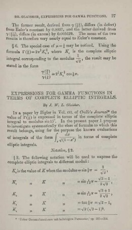 Expressions for gamma functions in terms of complete elliptic integrals.