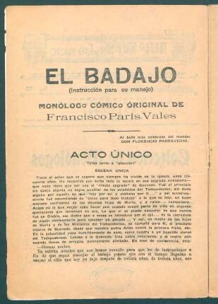 El badajo : (Instrucción para su manejo)