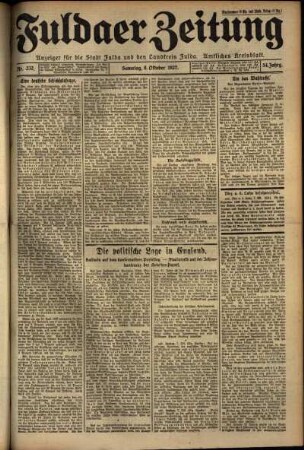 Erste Ausgabe vom Samstag, den 08. Oktober 1927.