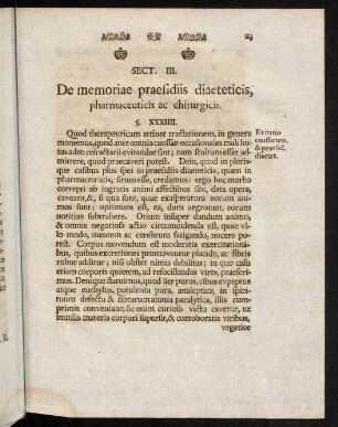 23-30, Sect. III. De Memoriae praesidiis diaeteticis pharmaceuticis ac chirurgicis.