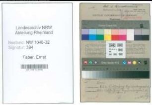 Entnazifizierung Ernst Faber , geb. 03.02.1896 (Angestellter)
