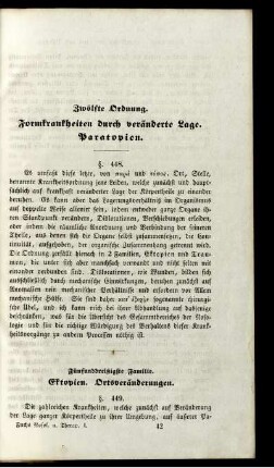 Zwölfte Ordnung. Formkrankheiten durch veränderte Lage. Paratopien