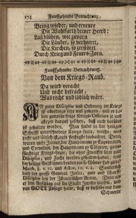 Funffzehende Betrachtung. Von dem Kriegs-Raub.