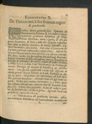 Exercitatio X. De Oeconomica seu domum regendi prudentia.