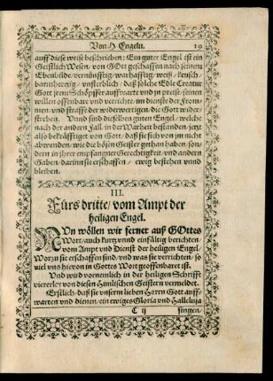 III. Fürs dritte/ vom Ampt der heiligen Engel.