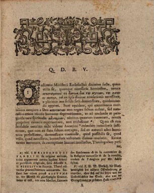 De Ministerio Novi Testamenti Non Literae Sed Spiritus Ad Illustrandum Dictum II. Cor. III. 6. Magnifici Theologorum Ordinis Consensu Pro Licentia Summos In Theologia Honores Capessendi Simulque Pro Iuribus Magistri Lipsiensis Rite Obtinendis Disserit Ioannes Fridericus Bahrdt ...