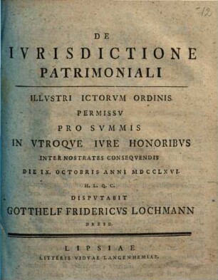 De Ivrisdictione Patrimoniali