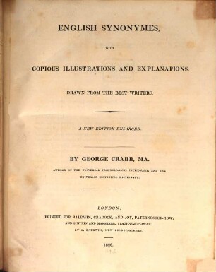 English Synonymes : with copious Illustrations and Explanations drawn from the best writers