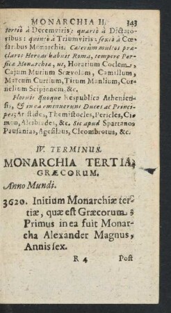 IV. Terminus. Monarchia Tertia Graecorum.