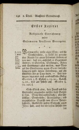 Erstes Kapitel Religioese Einrichtung unsers gesammten Auessern Betragens.
