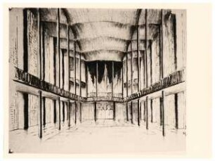 Evangelische Stadtkirche, Karlsruhe Wiederaufbau: Skizze Orgel