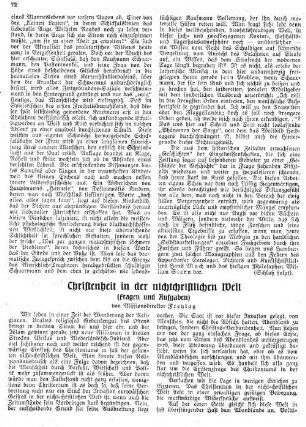 Christenheit in der nichtchristlichen Welt : Fragen und Aufgaben