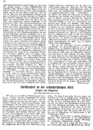 Christenheit in der nichtchristlichen Welt : Fragen und Aufgaben