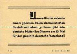Handzettel mit einem Aufruf zum Volksbegehren 1948 mit Ausrichtung auf die Frauen