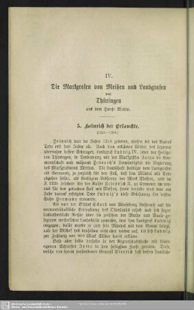 IV. Die Markgrafen von Meißen und Landgrafen von Thüringen aus dem Hause Wettin