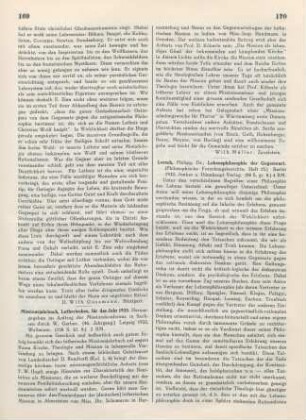 170-171 [Rezension] Lersch, Philipp, Lebensphilosophie der Gegenwart