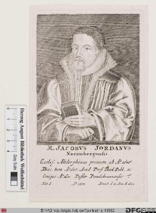 Bildnis Jacob Jordan (lat. Jordanus od. Gordanus)