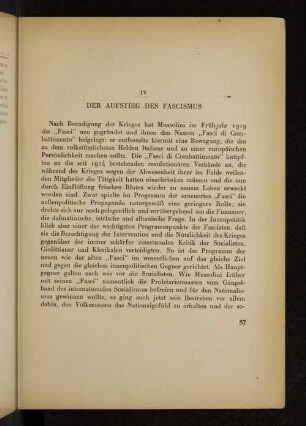 IV Der Aufstieg des Fascismus