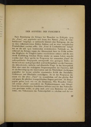IV Der Aufstieg des Fascismus