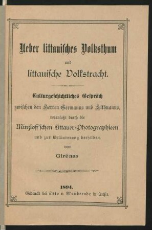 Bilder aus Littauen : photographische Momentaufnahmen