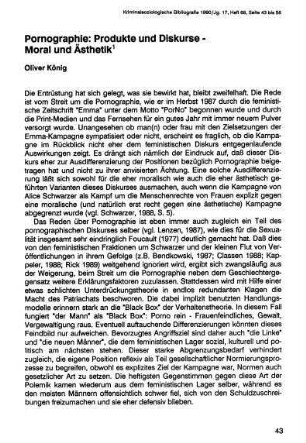 43-58, Pornographie: Produkte und Diskurse - Moral und Ästhetik