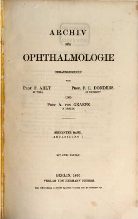 Archiv für Ophthalmologie. 7. 1860