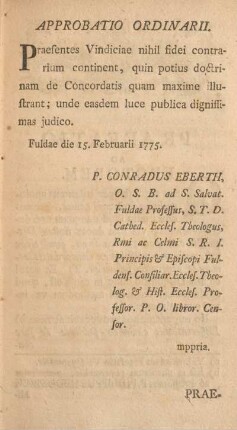 Approbatio ordinarii.