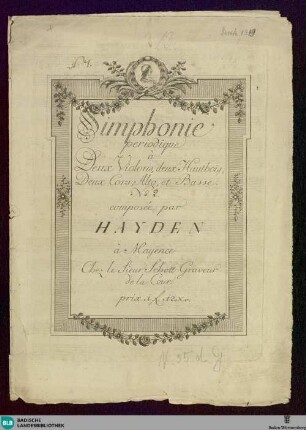 Simphonie periodique à deux violons, deux hautbois, deux cors, alto, et basse : No. 2