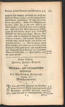 Dritter Abschnitt. Zweiter Haupt-Beweis des Göttlichen, und Uebernatürlichen Ursprunges