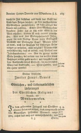 Dritter Abschnitt. Zweiter Haupt-Beweis des Göttlichen, und Uebernatürlichen Ursprunges