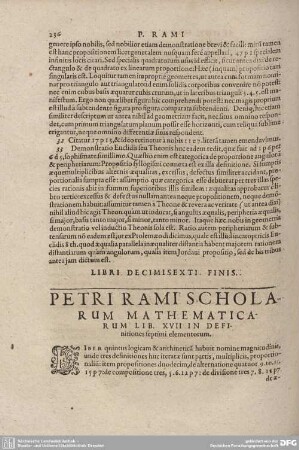PETRI RAMI SCHOLARUM MATHEMATICARUM LIB. XVII IN DEFINITIONES septimi elementorum.