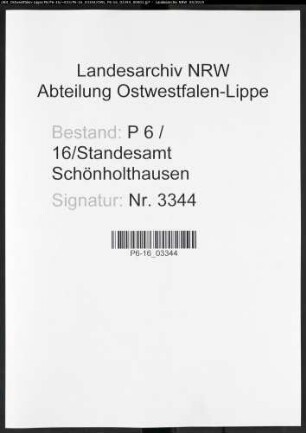 Sterberegister Standesamt Schönholthausen