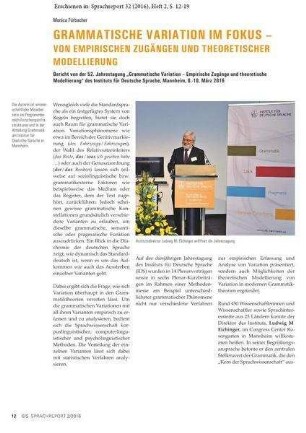 Grammatische Variation im Fokus. Von empirischen Zugängen und theoretischer Modellierung