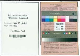 Entnazifizierung Karl Reintges , geb. 09.04.1921 (Kaufmaennischer Angestellter)