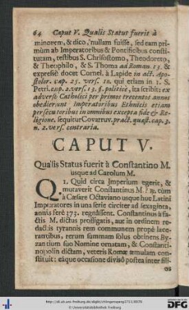 Caput V. Qualis Status fuerit à Constantino M. usque ad Carolum M.