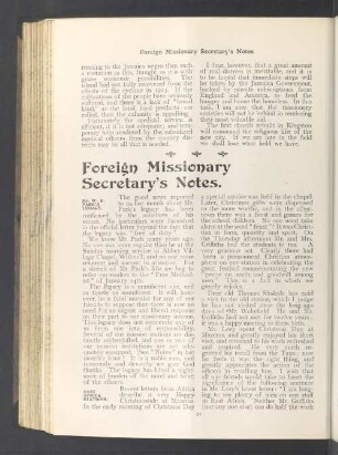 Foreign missionary secretary's notes