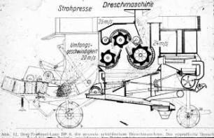 Drei-Trommel-Lanz DP 8, die neueste schüttlerlose Dreschmaschine