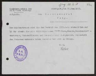 Bestimmungen des Landesausschusses der Soldatenräte über den Zapfenstreich