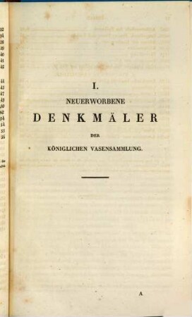Neu erworbene antike Denkmäler des Königlichen Museums zu Berlin, 1. (1836). - VI, 56 S. : 2 Ill.