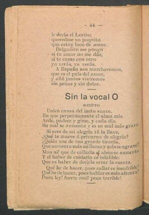 Sin la vocal O : Soneto